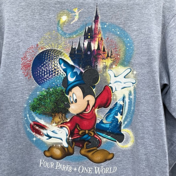 Walt Disney World Long Sleeve Graphic Tee Mickey Grey Crew Neck Shirt Parks S - Picture 9 of 12